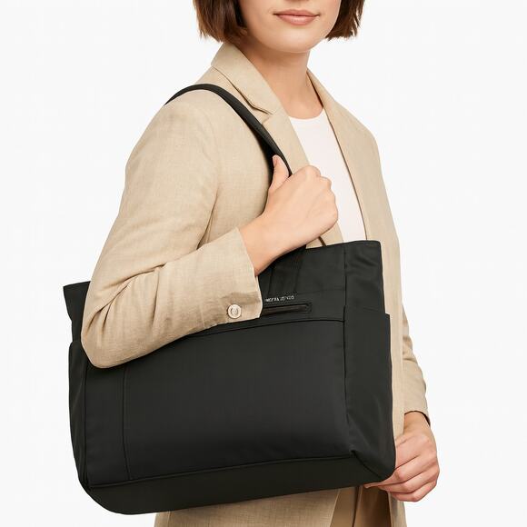 Hedgren Achiever Executive Tote Laptop Bag Black Nylon New - Picture 1 of 7